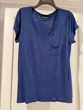Rock & Republic Deep Metallic Blue V-Neck Pocket Tee